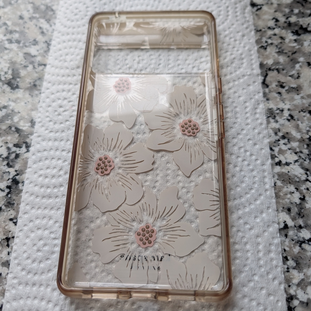 kate spade Clear Floral Phone Case - Cream and Pink